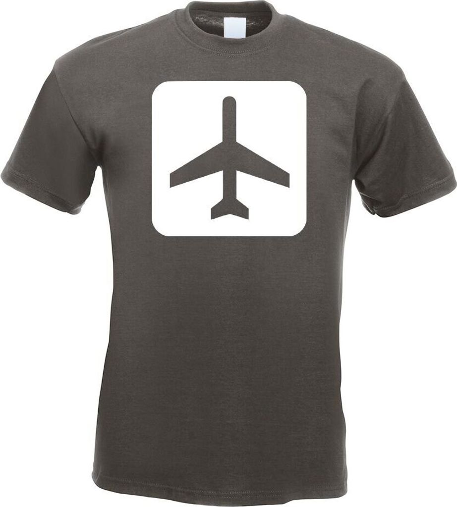 Kiwistar - T-Shirt - Graphit - Flughafen Flugplatz Piktogramme Herren Funshirt Bedruckt Design Sprüche Spruch Motive - mit Motiv Bedruckt - Funshi...