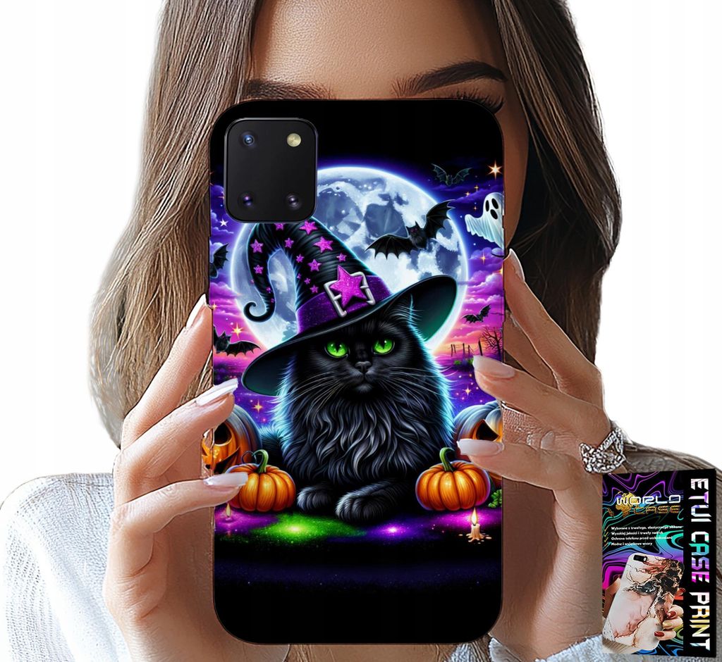 Fall Für Samsung Galaxy A81 - Schwarze Katze Halloween Salem Kürbis Designs