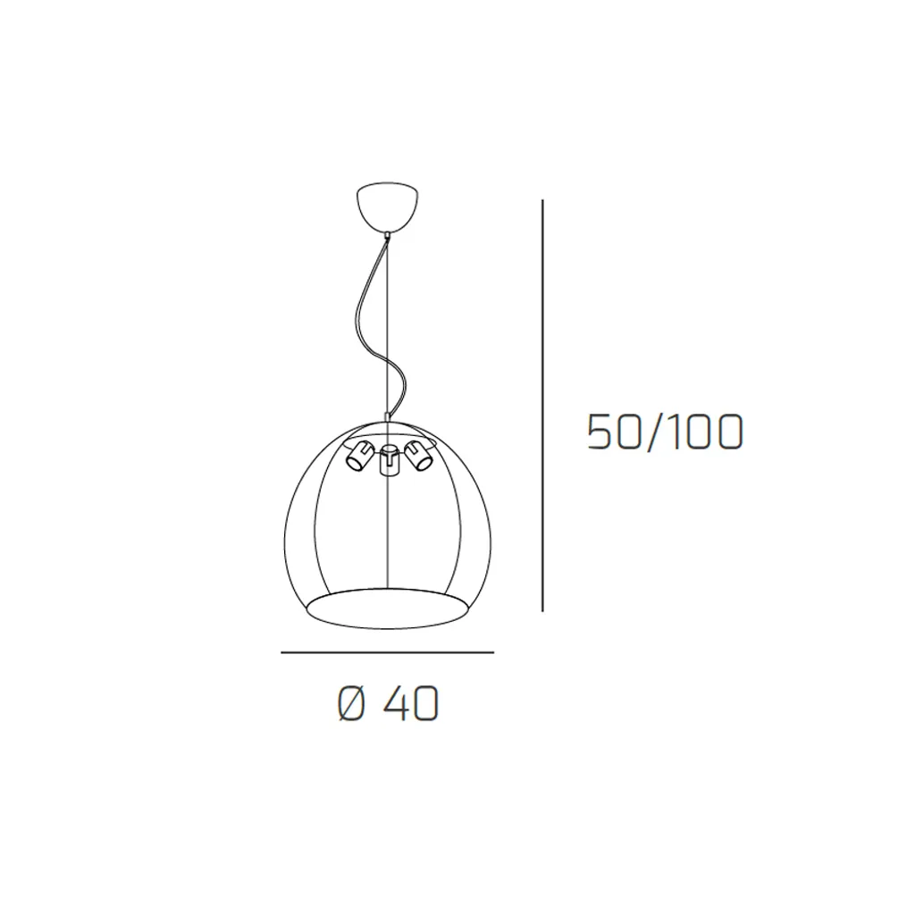 Suspension 3 Lumières E27 Métal Chromé Basket avec Diffuseur 40 cm - 2