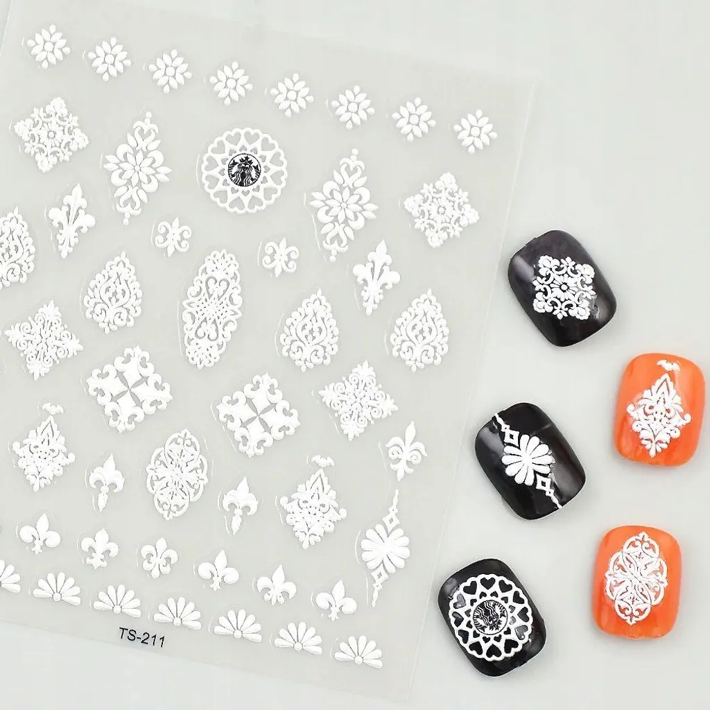 Sticker Unghie 5D Pizzo Bianco - Nail Art Professionale Fai-da-Te