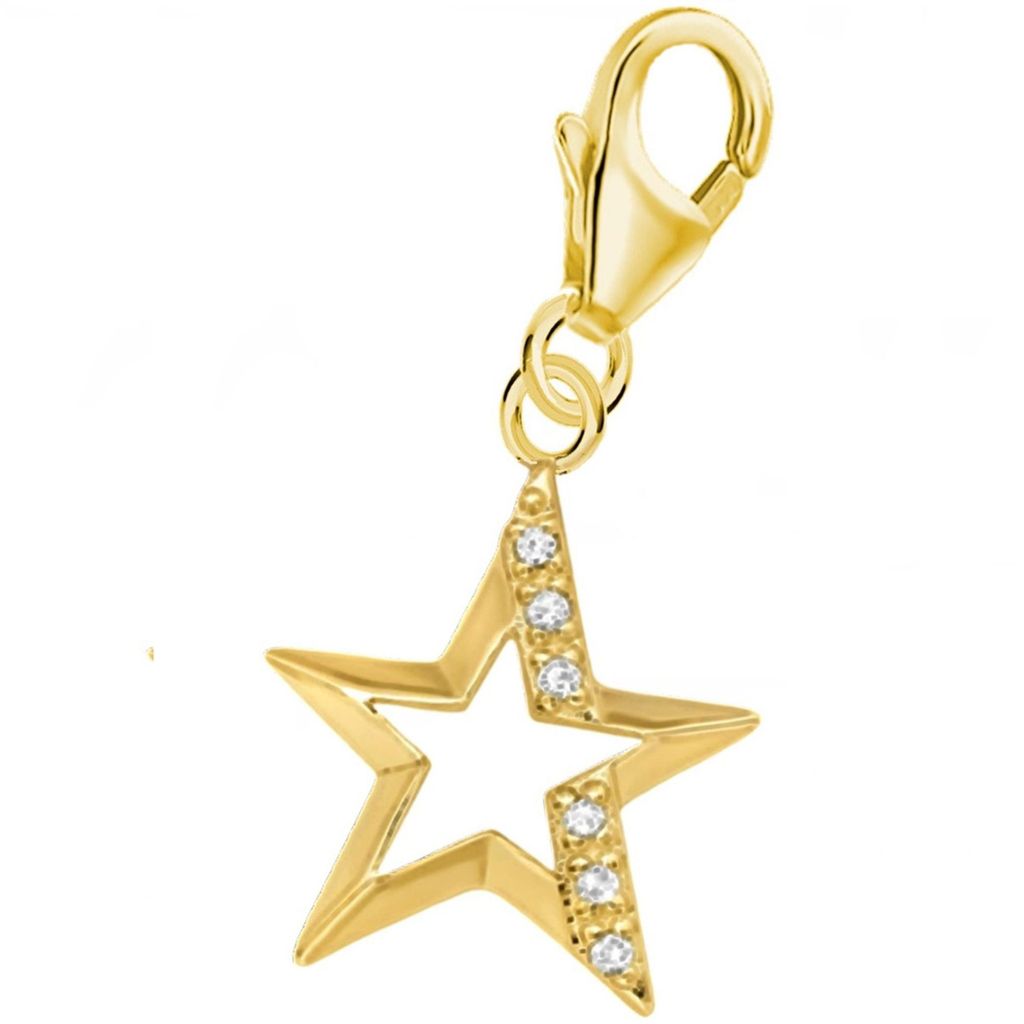 Goldener Stern Charm Anhänger für dein Armband I Echtschmuck