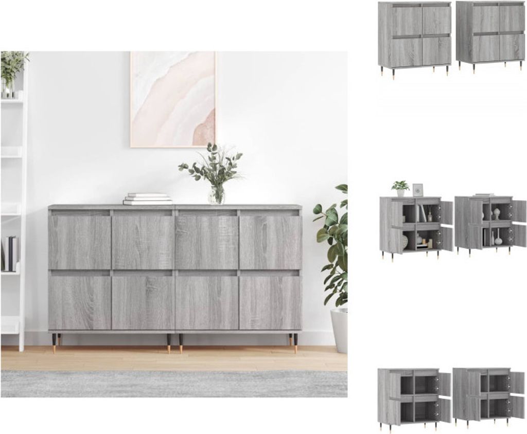 vidaXL Sideboards 2 Stk. Grau Sonoma Holzwerkstoff - Sideboards