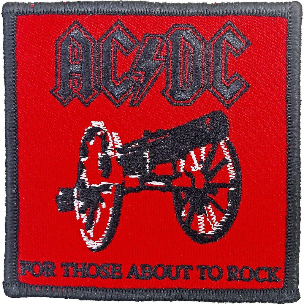 AC/DC - Standardgröße - Aufnäher zum Aufbügeln "For Those About To Rock" RO6596 (Einheitsgröße) (Rot/Schwarz/Weiß)