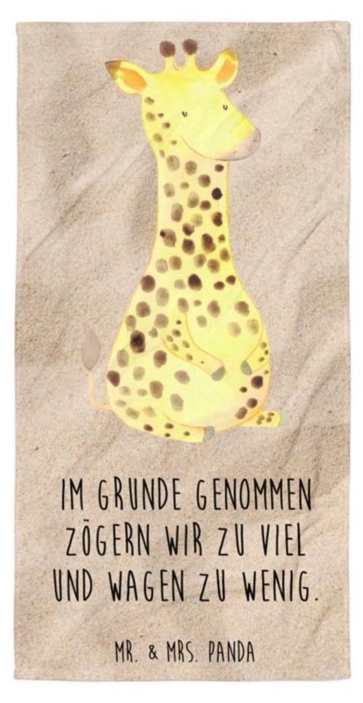 Mr. & Mrs. Panda Strandtuch Giraffe Zufrieden - Sandig - Geschenk, Afrika, Abenteuer, Großes Badehandtuch, Duschhandtuch, Glück, Duschtuch, Handtuch