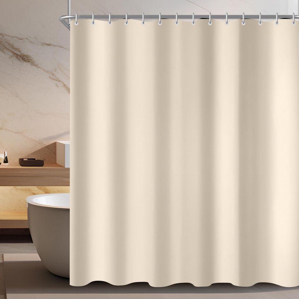 Tenda da doccia 200x240 cm, beige, in tessuto, Immagine del prodotto 