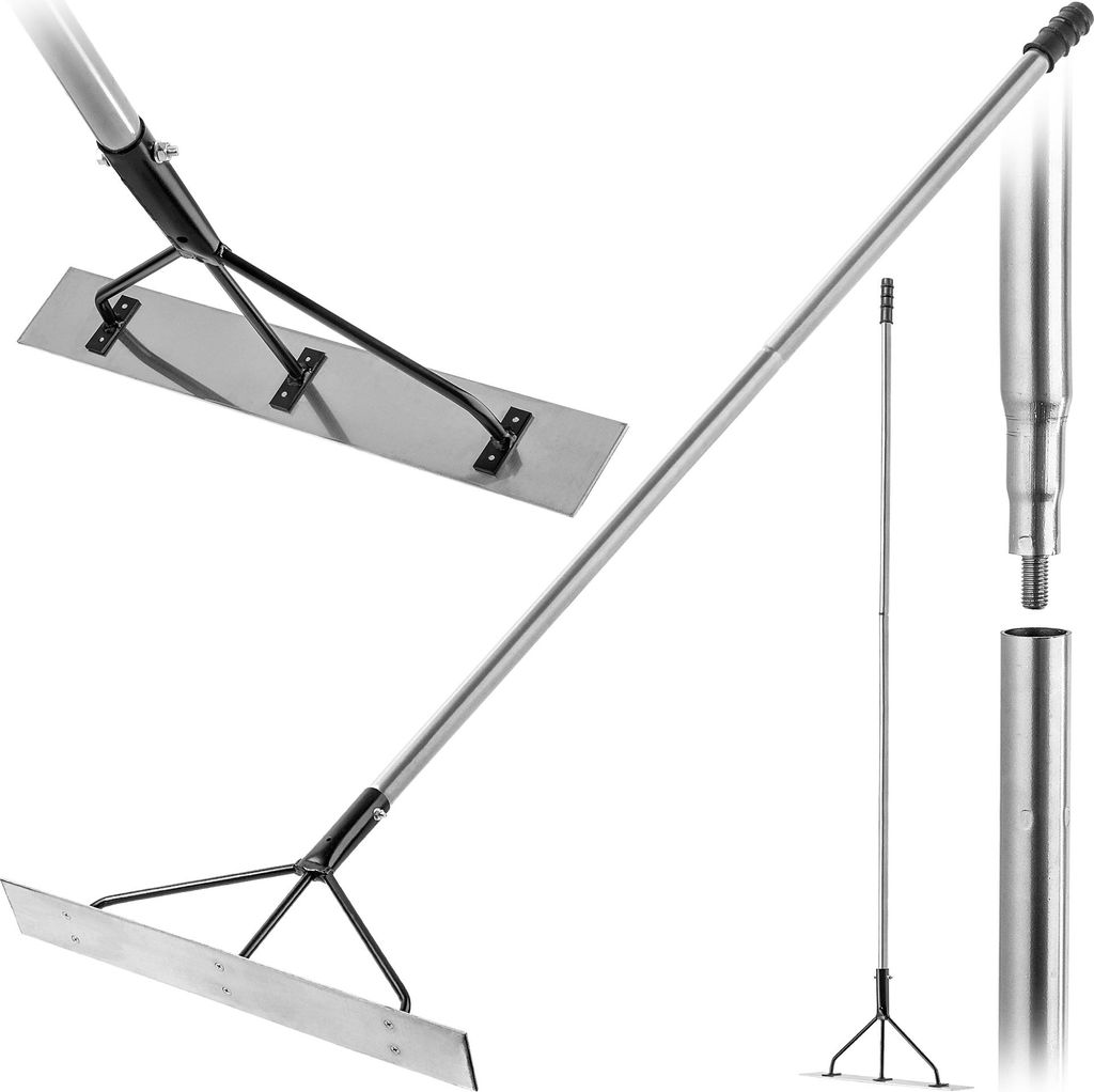 KADAX Betonverteiler aus Aluminium, 62,5 x 9 cm, Profilierter Teerverteiler, 3-fach Verstrebter Betonglätter, Betonschieber mit oder ohne Stiel