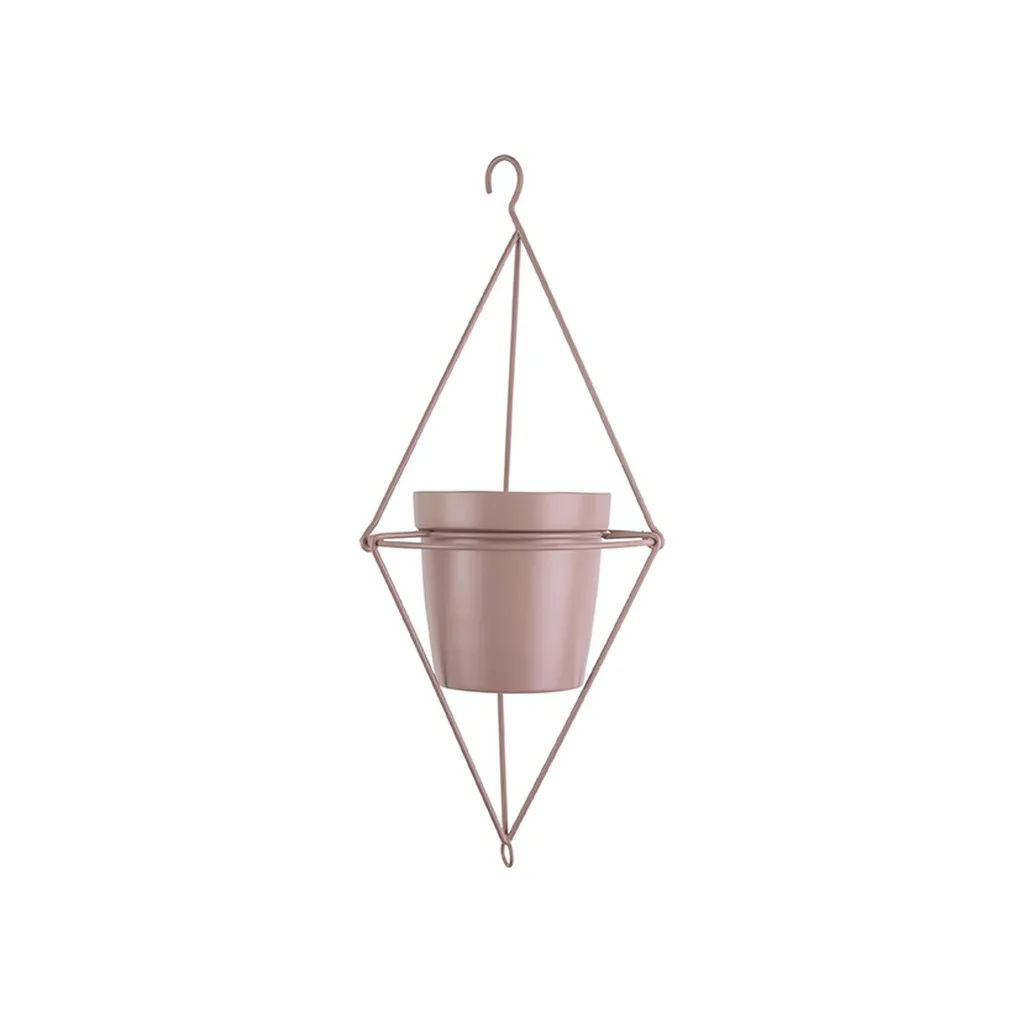 Cache-pot Suspendu Design Diamant Rose Pastel pour Plante d'Intérieur - 2