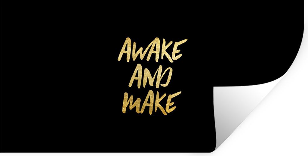 MuchoWow Wandtattoo Wandsticker Wandaufkleber Zitat - Kreativ - Gold - Schwarz 120x60 cm Selbstklebend und Repositionierbar - Sticker - Dekorfolie