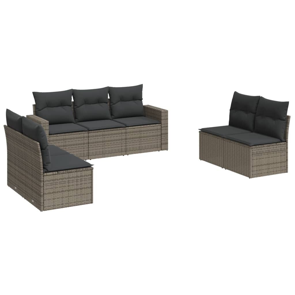 "WINTER SALE" 7-tlg. Garten-Lounge-Set - elegantes Design - Sitzgruppe/Gartengarnitur - mit Kissen Grau Poly Rattan - Terassenmöbel NeuMöbel301775