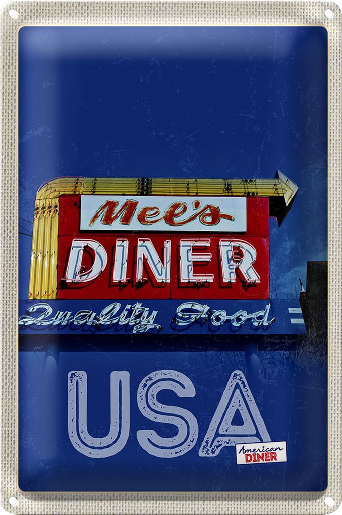 Blechschild Reise 40x30cm Amerika Mees Diner Restaurant Gericht