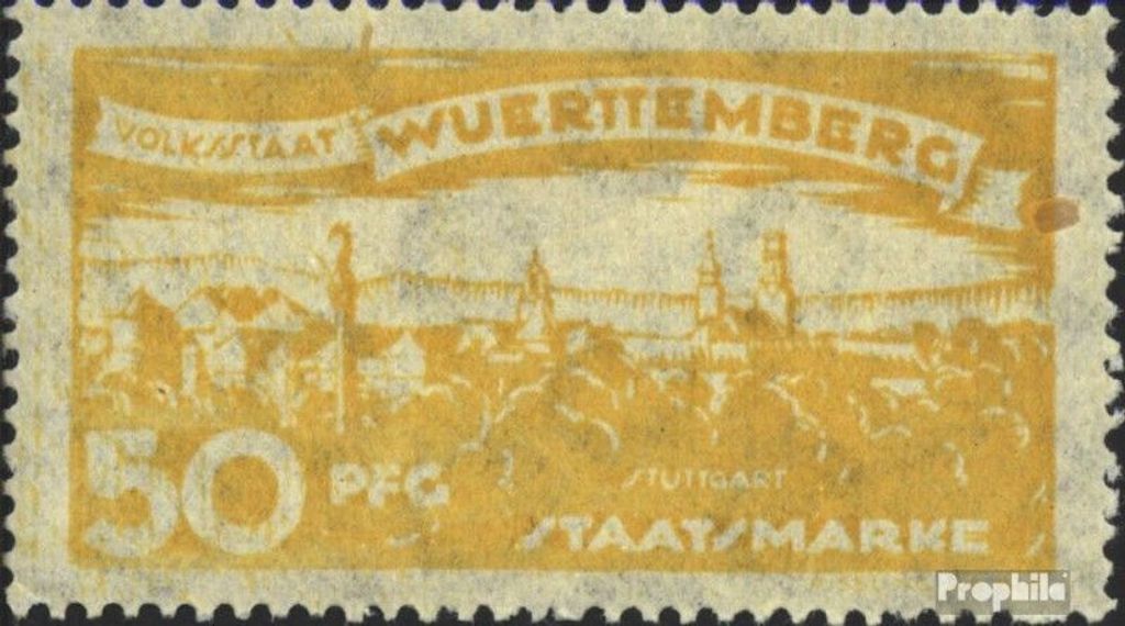 Briefmarken Württemberg 1920 Mi D276 mit Falz Abschiedsausgabe