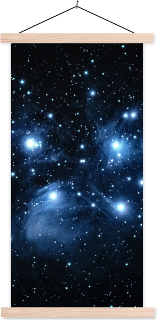 MuchoWow Textilposter Universum - Planeten - Sterne - Jungen - Mädchen - Kinder 60x120 cm mit holzfarbenen Rahmen - Holz