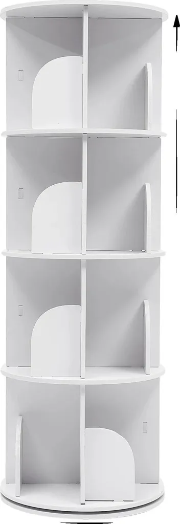 Bibliothèque pivotante à 360° avec 4 niveaux de rangement - Blanc Pur