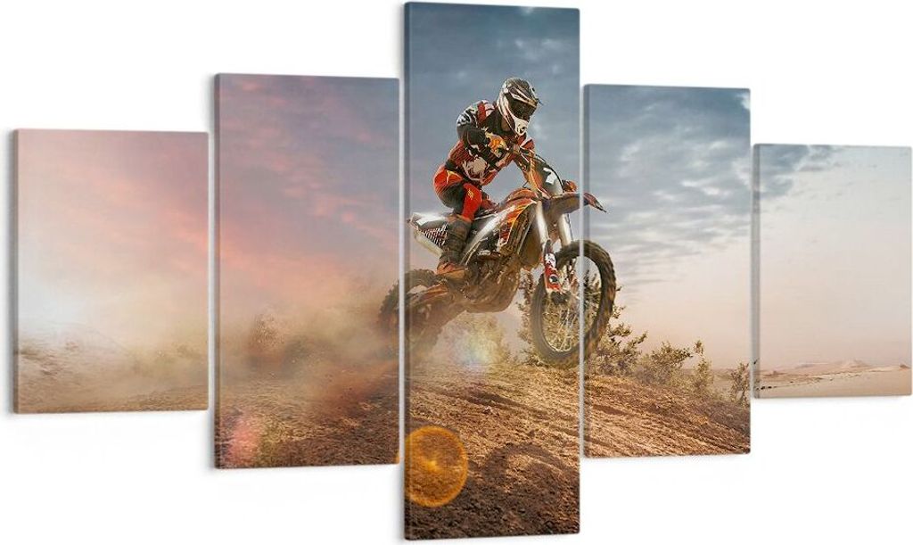 Bild auf Leinwand - Leinwandbild - Motor Reiten Helm - 125x70cm - Wand Bild - Wanddeko - Wandbilder - Leinwanddruck - Bilder - Kunstdruck - Wanddek...