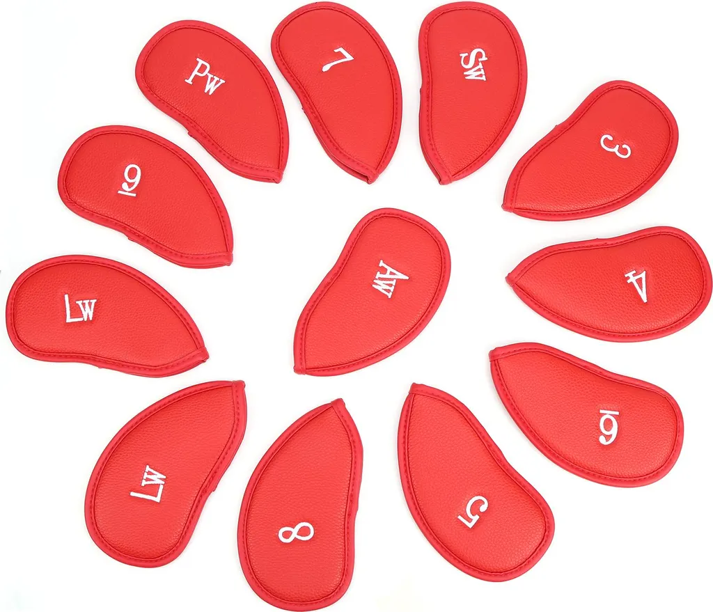 Set 12 Copri Ferri Golf Impermeabili con Numeri Rossi | Protezione PU