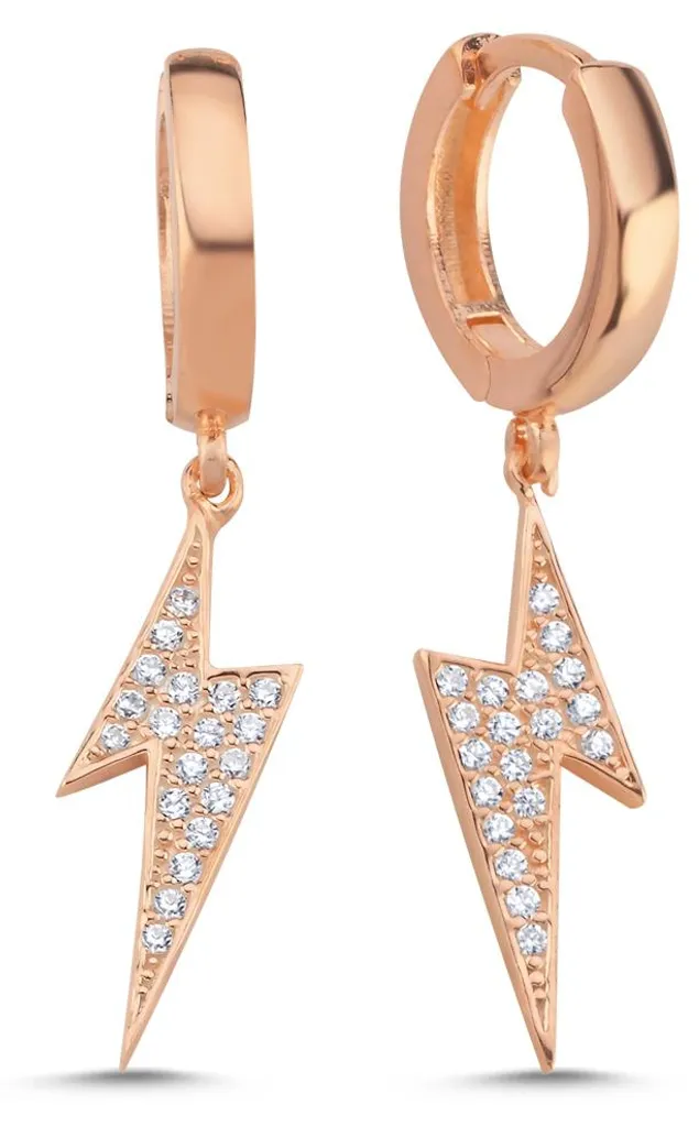 Boucles d'oreilles créoles pendantes argent 925 doré rose Blitz zircone