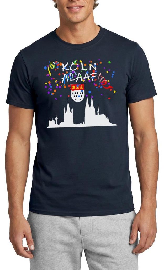 Spreadshirt Kölle Alaaf Karneval Fasching Köln Kölner Dom Männer T-Shirt, 3XL, Navy