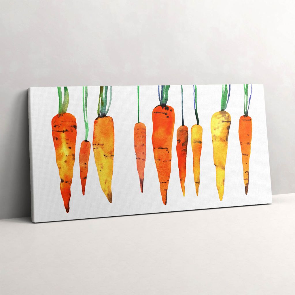 Aquarellzeichnung von Karotten – Leinwandbild Wandbild – 100x50 cm – Leinwandbilder – Wandbilder – Schlafzimmer – Flur