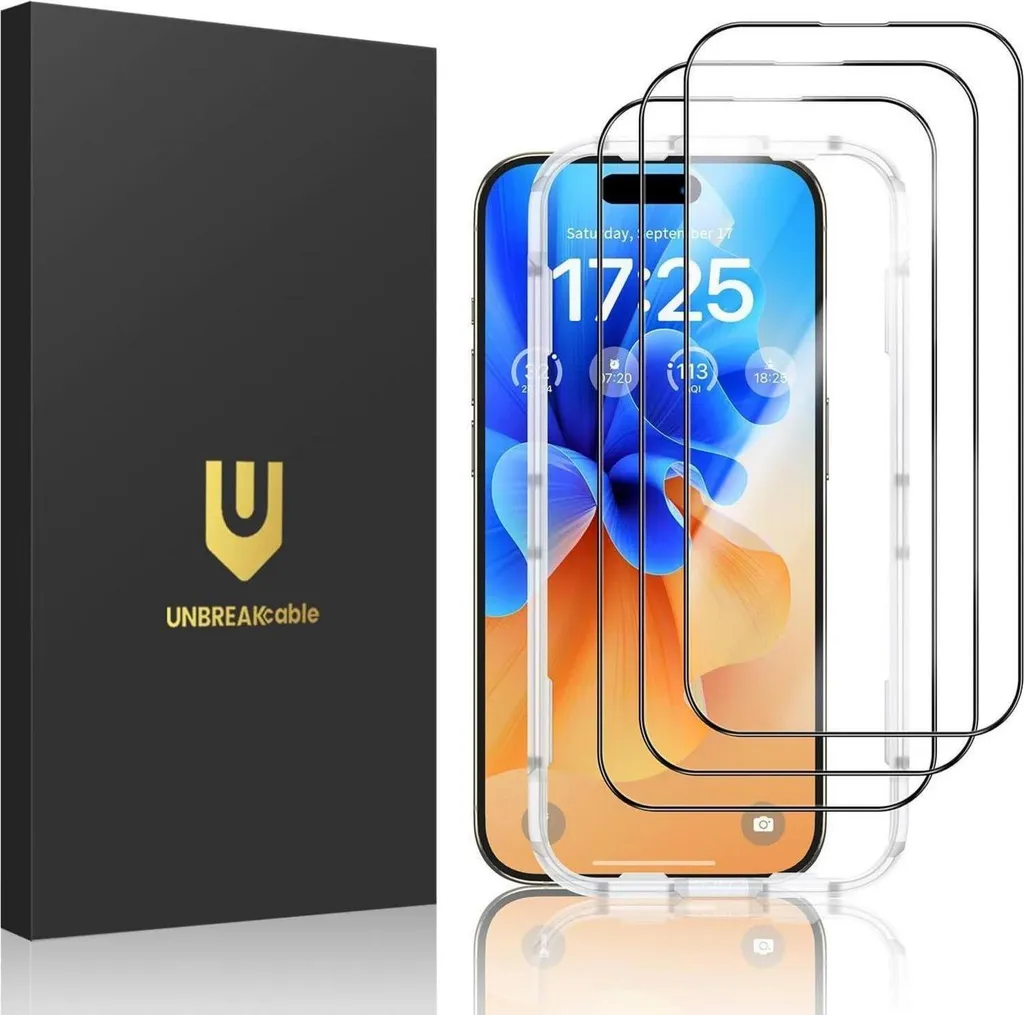 Verre de protection blindé pour iPhone 15 Pro, lot de 3, clarté 99% HD