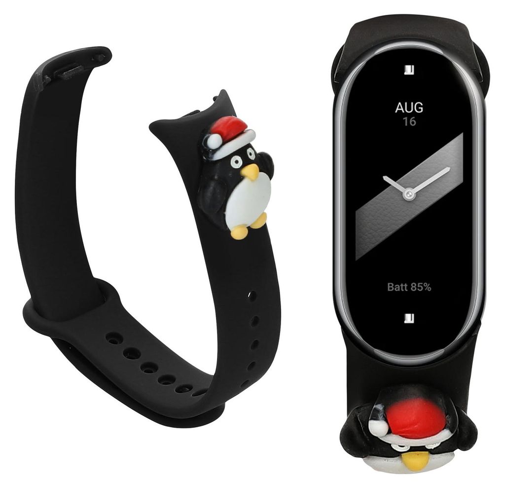 kwmobile Sportarmband kompatibel mit Xiaomi Smart Band 10 / Smart Band 9 / 8 Armband - Fitnesstracker Band aus TPU Silikon Pinguin Schwarz Weiß