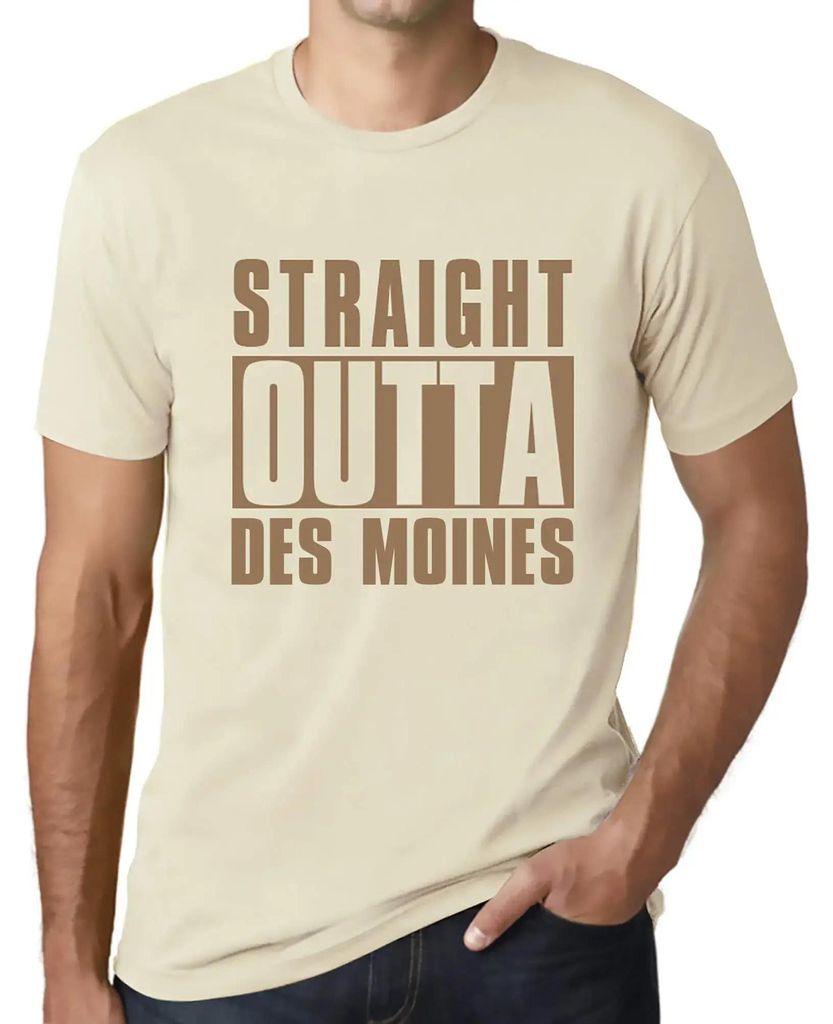 Herren Grafik T-Shirt Straight Outta Des Moines Öko-Verantwortlich Vintage Jahrgang Kurzarm Lustige Druck Geburtstag Geschenk Mann