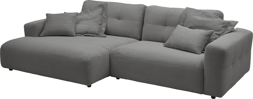 KAWOLA Sofa MIKA Ecksofa XL Cord grau Longchair links