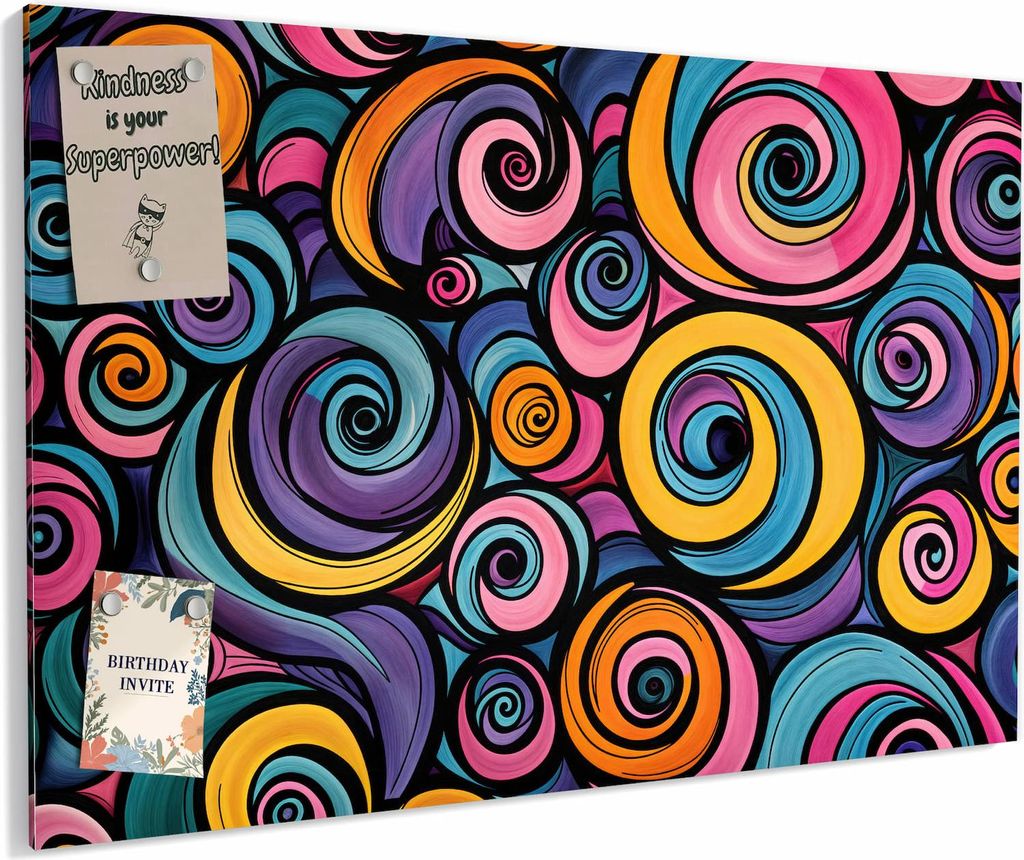 Magnettafel 60x40cm magnetisch & beschreibbar Metall-Board - Farbige Spiralen