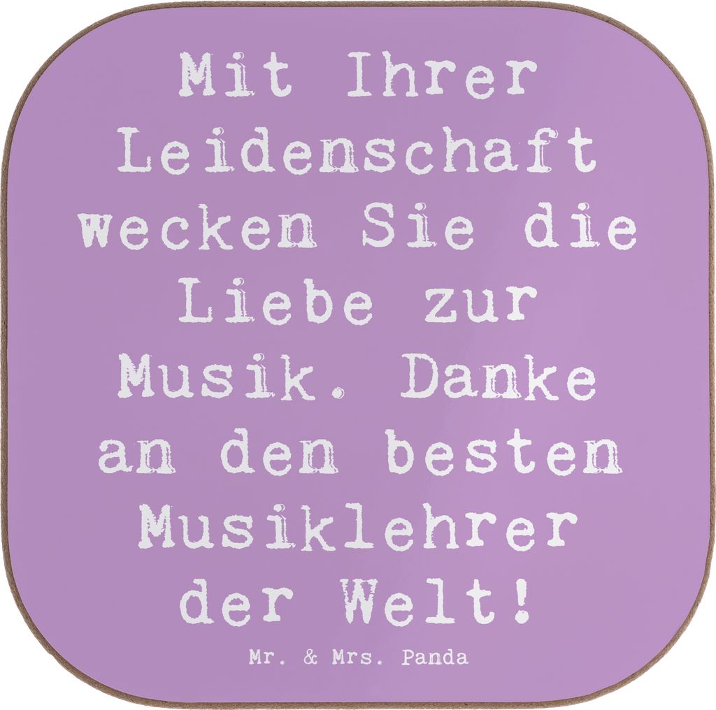 Mr. & Mrs. Panda Tassen Untersetzer Spruch Musiklehrer Liebe - Lavendeltraum - Geschenk, Bedanken, Aufmerksamkeit, Teeuntersetzer, Tischuntersetzer...