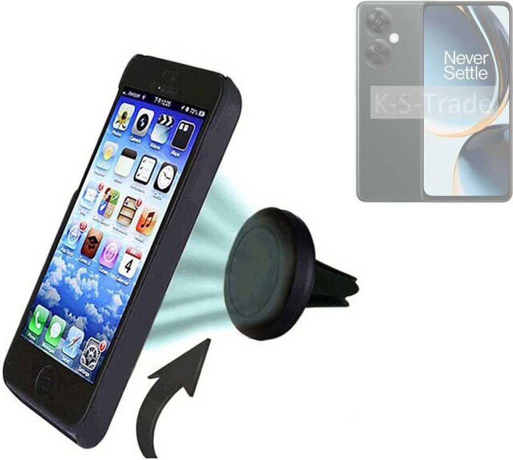 K-S-Trade Kompatibel mit OnePlus Nord CE 3 Lite Auto Handy Halterung KFZ Halter Lüftungsgitterhalterung Air Vent mount Smartphone Halter