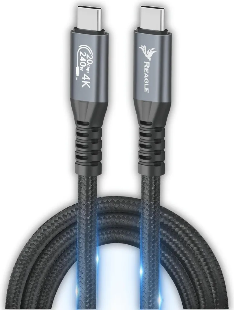 Cavo USB-C 3.2 240W Reagle: Il Re della Velocità 20Gbps e Video 4K