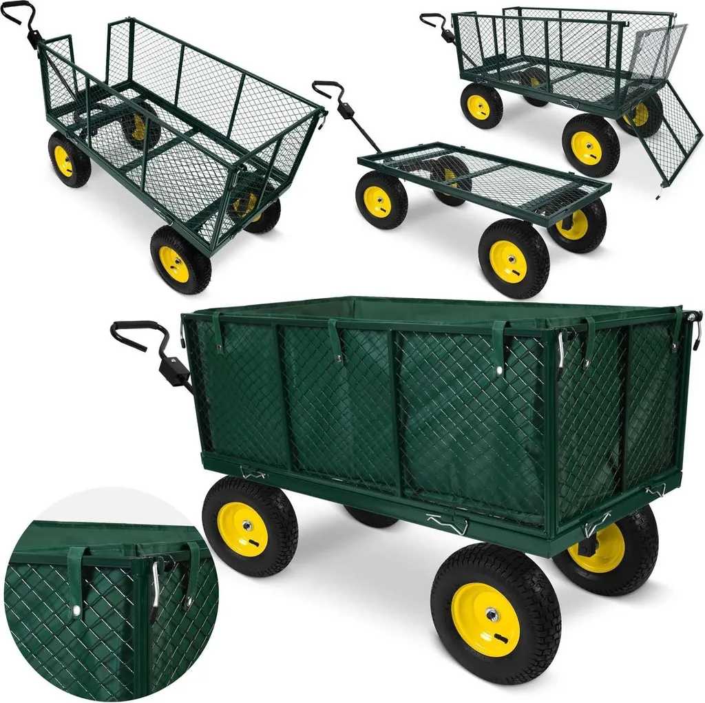 Chariot de jardin basculant 280l à grande capacité et pneus gonflables