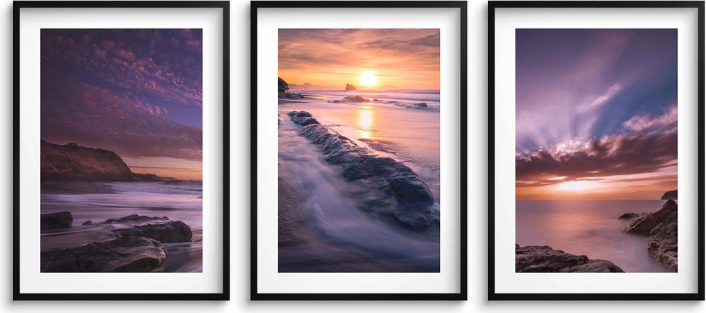 Wandposter für Wohnzimmer, Schlafzimmer, Sonnenuntergang 3x 50x70