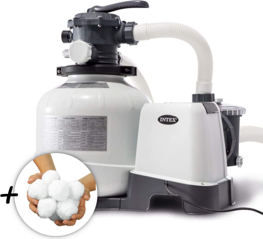 INTEX 26648GS - RCD Sandfilterpumpe (10,5m³l/hr, bis 36m³ Pool) + Filterkugeln (1150g)