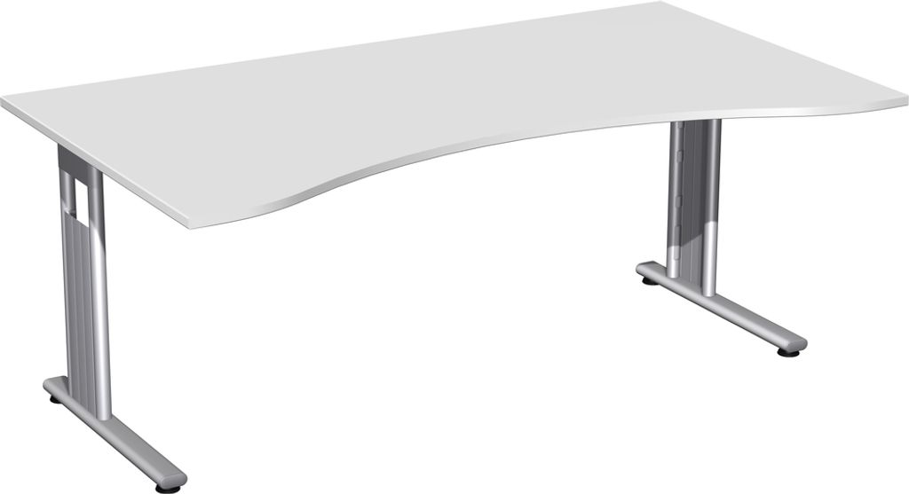 Gera Flex Schreibtisch Ergonomieform feste Höhe, 1800x1000x720, Lichtgrau/Silber