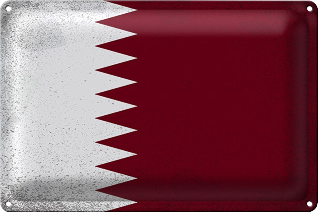 Blechschild Flagge Katar 18x12cm Flag of Qatar Vintage