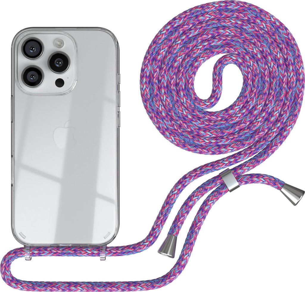 EAZY CASE Handykette mit Hülle für Apple iPhone 16 Pro Backcover Handykette, zum Umhängen in Bunt
