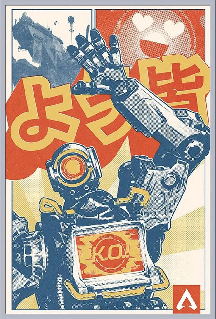 Affiche Apex Legends Pathfinder Manga avec cadre Shinsuke argenté 61x91