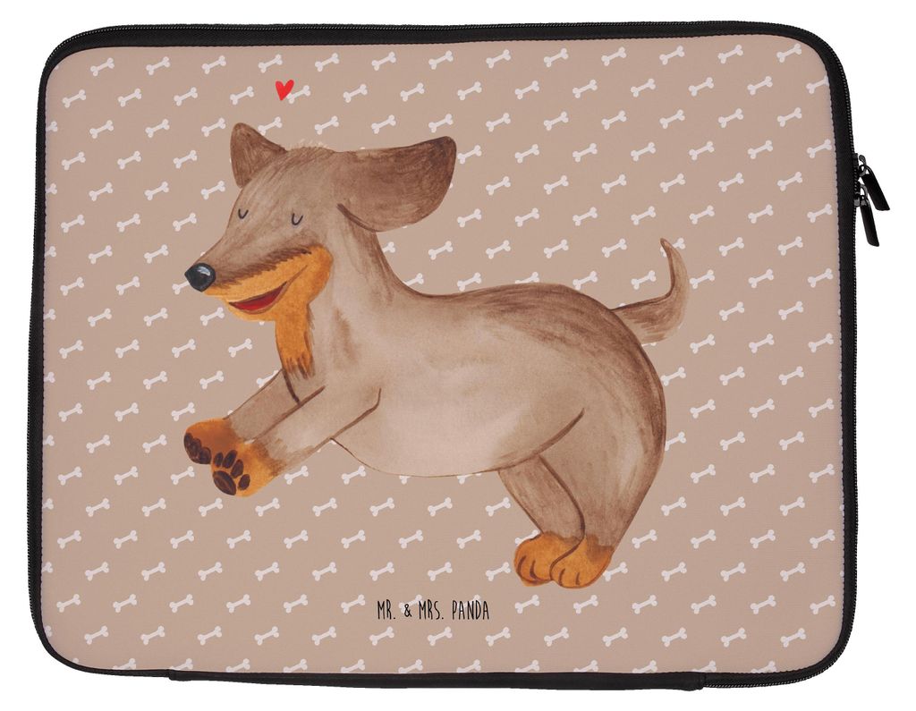Mr. & Mrs. Panda Laptop Tasche Hund Dackel 27 x 36 cm - Hundeglück - Geschenk, Hülle, Notebook Sleeve, Dachshund, Schutzhülle, Sprüche, Herz, L...