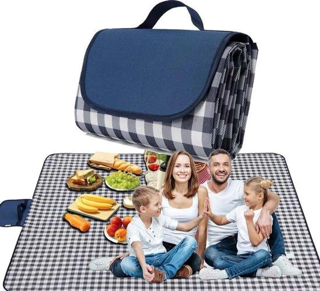 Grand tapis de sol pliable pour pique-nique et plage motif quadrillé