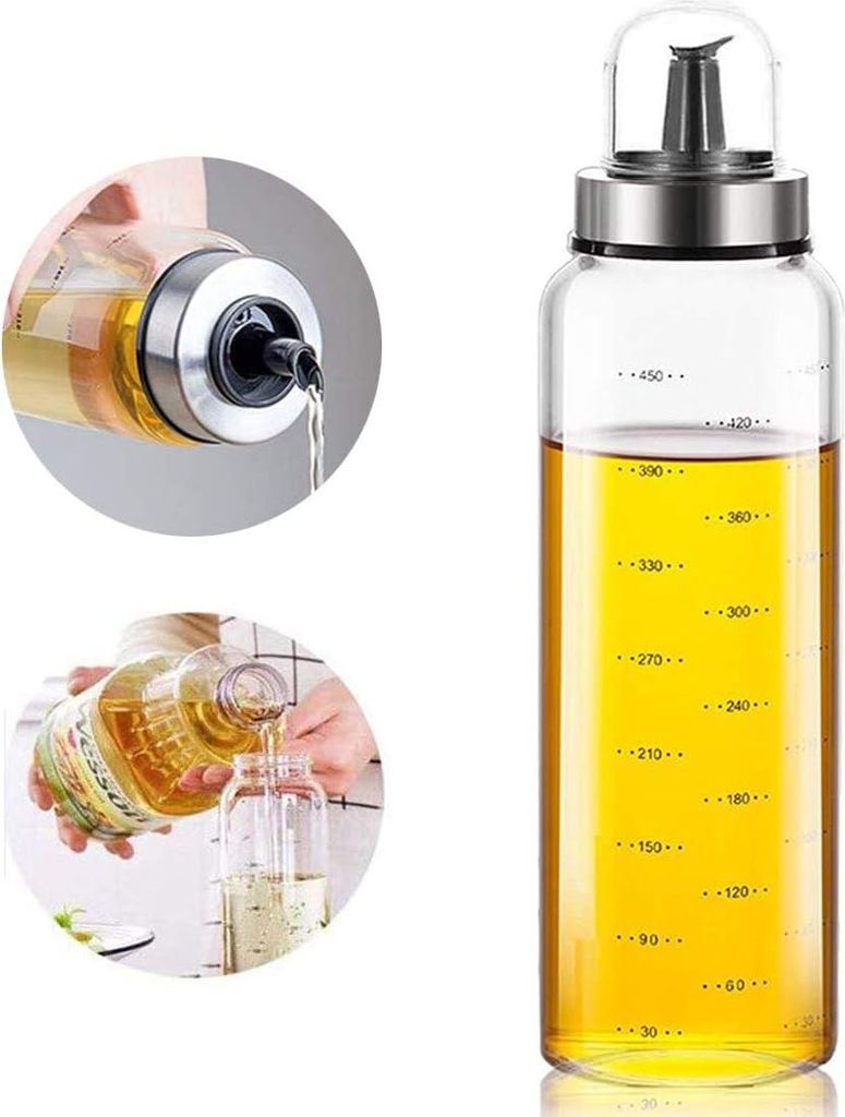 Essig & Ölflasche, 500ml Ölspender und Glas Olivenöl Flasche Behälter für Küche, Kochen, Grillen, Pasta, Auslaufsicher und Spülmaschinenfest...
