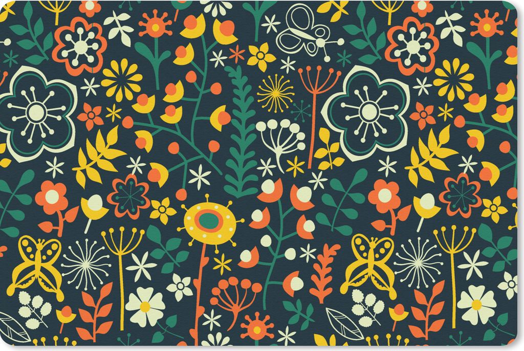 MuchoWow Mauspad Mousepad Mädchen - Schmetterling - Pflanzen - Muster - Mädchen - Kinder - Mädchen 27x18 cm - Mousepads - Maus Mat - Pad - Mau...