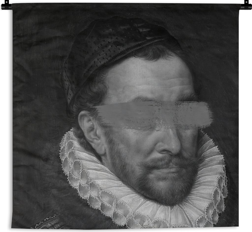 MuchoWow Wandteppich Wandbehang Porträt von Wilhelm I. - Adriaen Thomasz - Schwarz und Weiß 150x150 cm Tapisserie Dekoration Wandtuch - Wohnacc...
