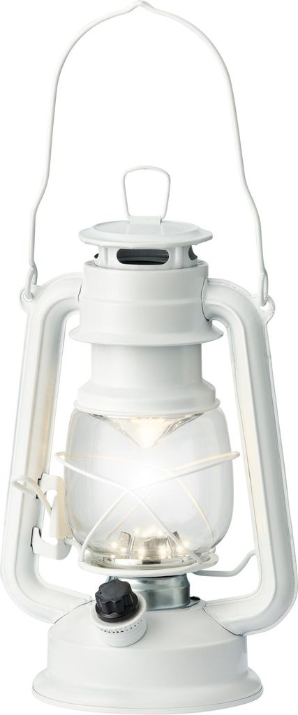 LED Laterne Batteriebetrieb 11,5x24,5cm Glas Metall Weiß / Warmweiß