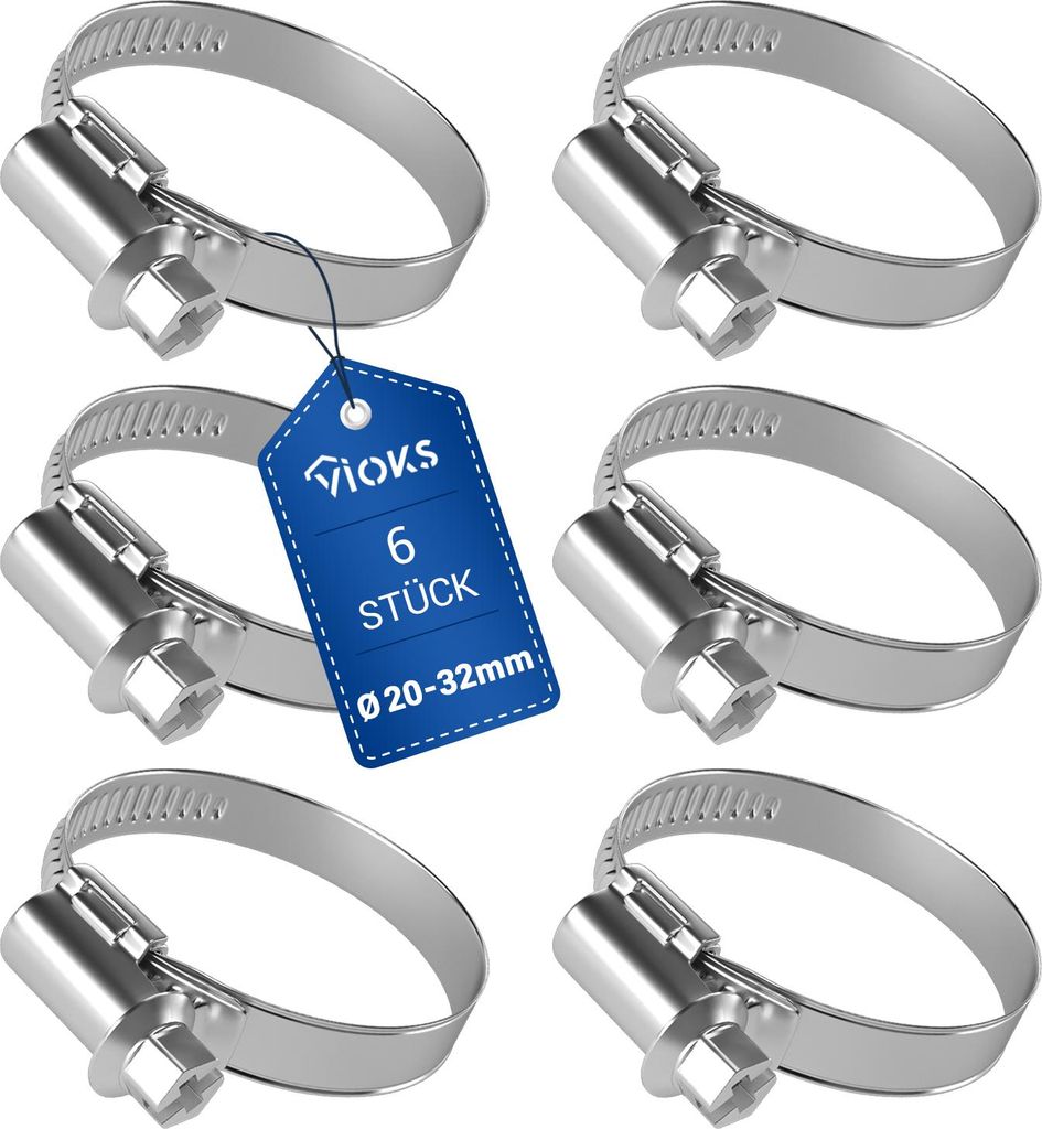 Schlauchschellen Set 6x Schlauchklemmen 20-32mmØ W2 für Waschmaschine Geschirrspüler