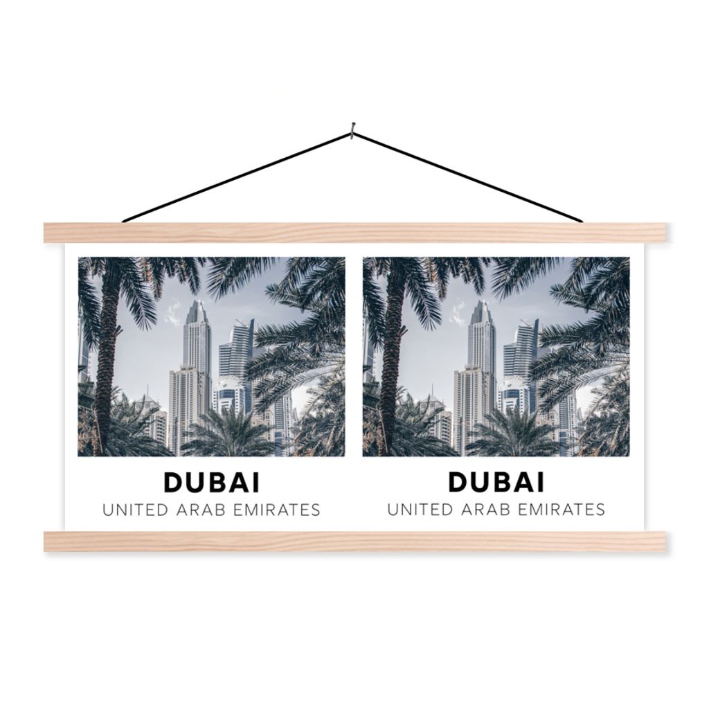MuchoWow Textilposter Dubai - Blätter - Architektur 60x30 cm mit holzfarbenen Rahmen - Dekoration