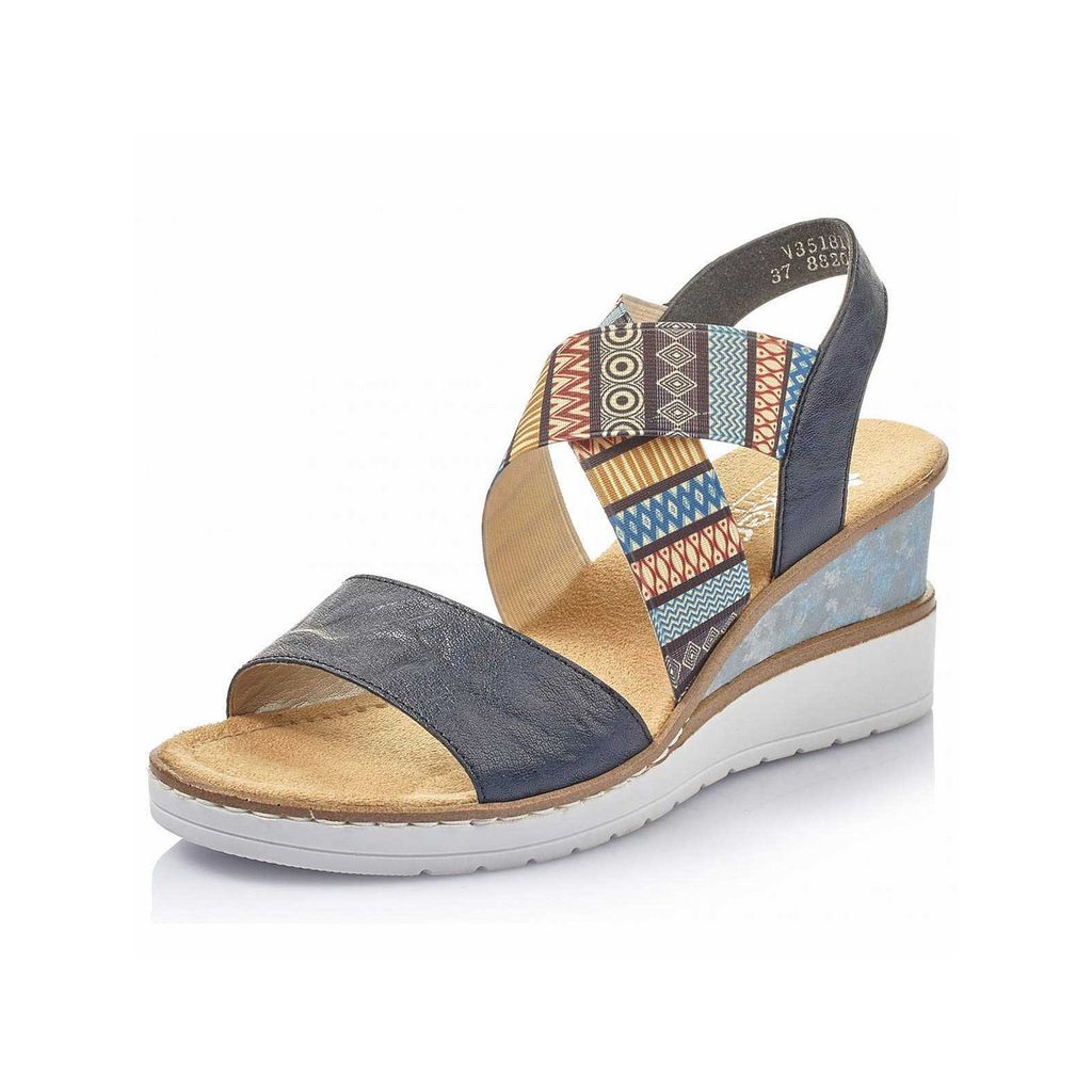 Rieker Damen Keilsandaletten 23744-36, 23744-38, 23744-39, 23744-40 RIE-V3518 pazifik/multi 40