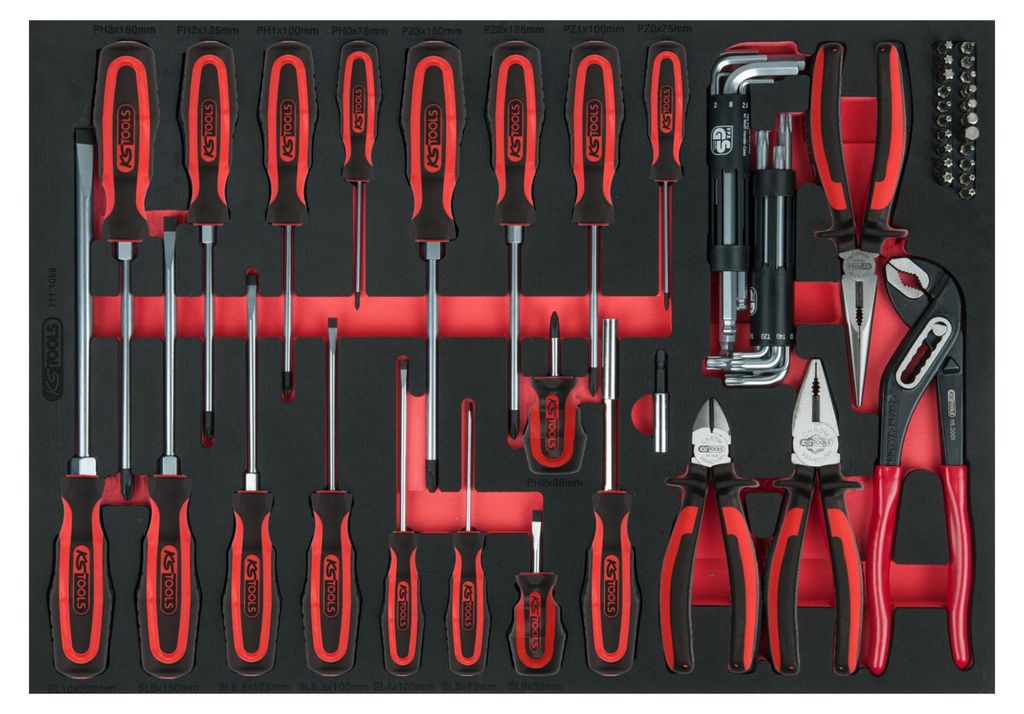 KS Tools Zangen- und Schraubendreher-Satz, 59-tlg. in 1/1 Systemeinlage