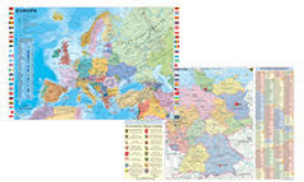 Sous-main de bureau avec carte Allemagne et Europe format XL confortable