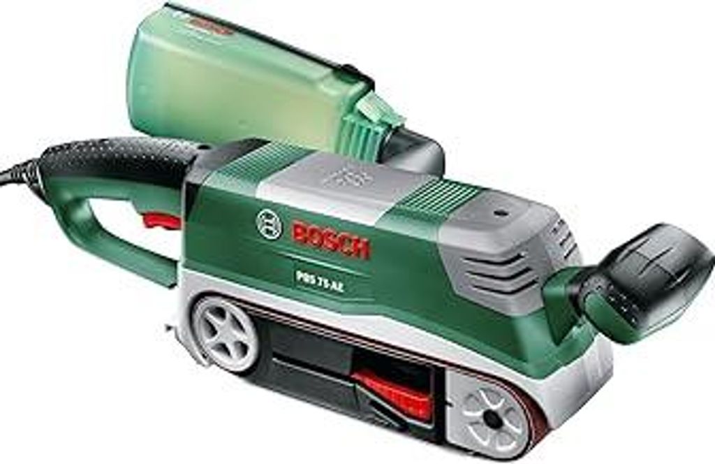 Bosch Bandschleifer PBS 75 AE Set (750 W, Bandgeschwindigkeit 200-350 m/min, Schleiffläche 165x76 mm, im Koffer)