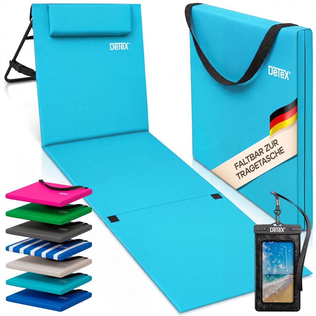 DETEX® Strandmatte Klappbar Leicht mit Lehne Gepolstert Produktbild 